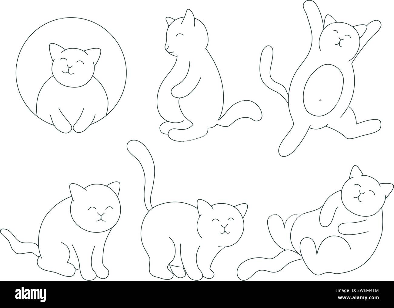 Ensemble minimaliste chats oneline. Animal mignon, image de ligne noire simple. Personnages drôles de famille de chat, illustration vectorielle isolée Illustration de Vecteur Ensemble minimaliste chats oneline. Animal mignon, image de ligne noire simple. Personnages drôles de famille de chat, illustration vectorielle isolée Illustration de Vecteur