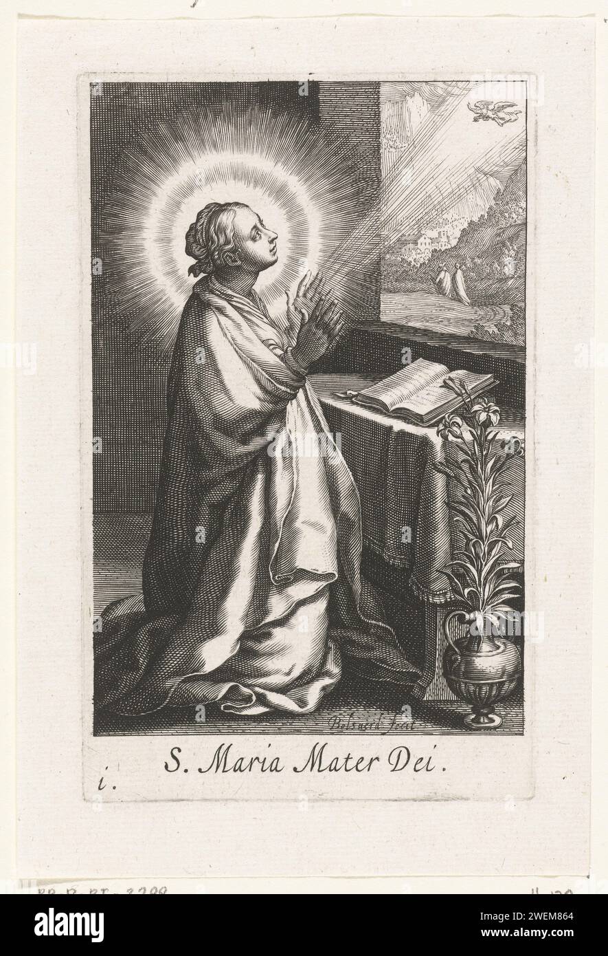 Maria as hermitares, Boëtius Adamsz. Bolswert, d'après Abraham Bloemaert, 1619 gravure sur papier Marie comme Hermite (après la mort du Christ), 'Nostra Lady of Solitude' Banque D'Images