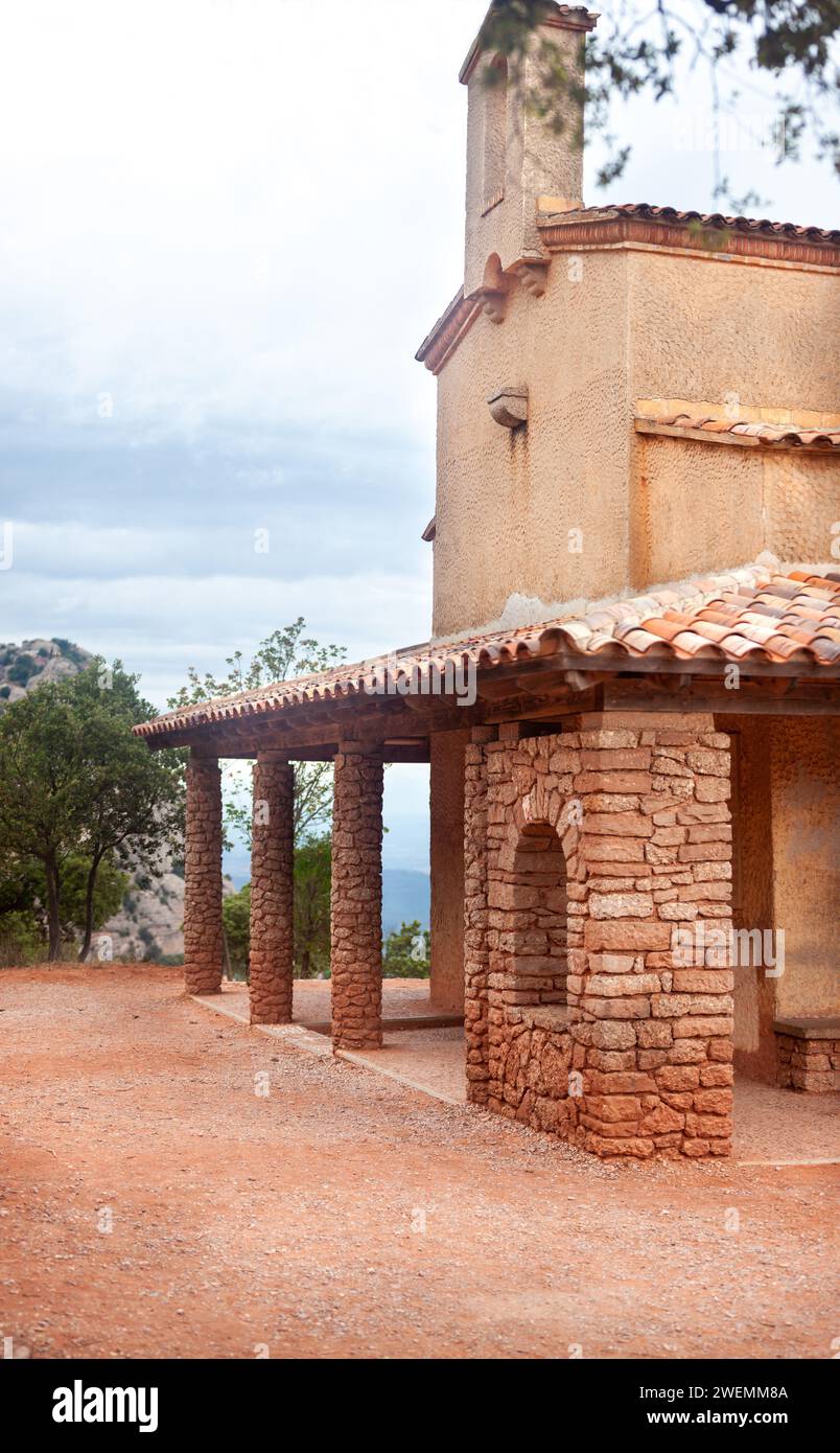 Catalogne, Monastère de Montserrat, monastère bénédictin, symbole spirituel, centre religieux de Catalogne, pèlerinage, catholique, tours, temple, église, Banque D'Images