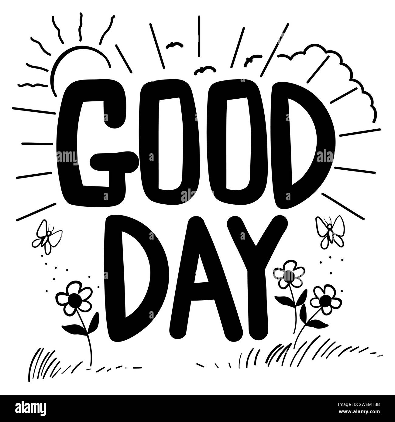 Illustration vectorielle de texte de typographie Good Day Illustration de Vecteur