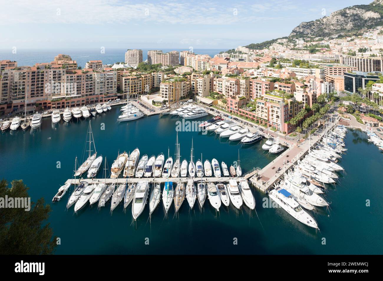 Monaco, vue sur le Port de Fontvieille du palace. Banque D'Images