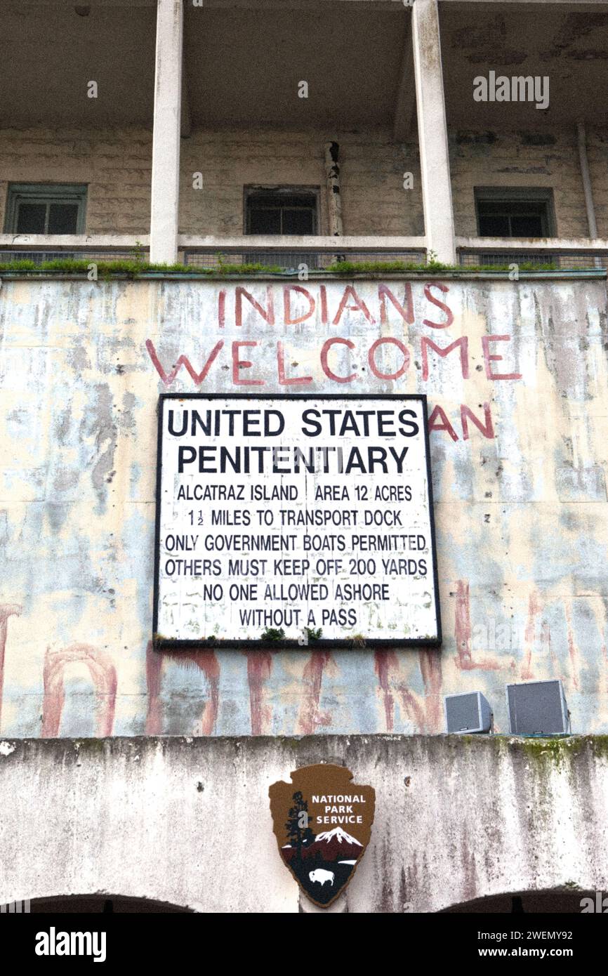 Le pénitencier des États-Unis d'Alcatraz Island, également connu simplement sous le nom d'Alcatraz ou The Rock, était une prison fédérale à sécurité maximale sur l'île d'Alcatraz. Banque D'Images