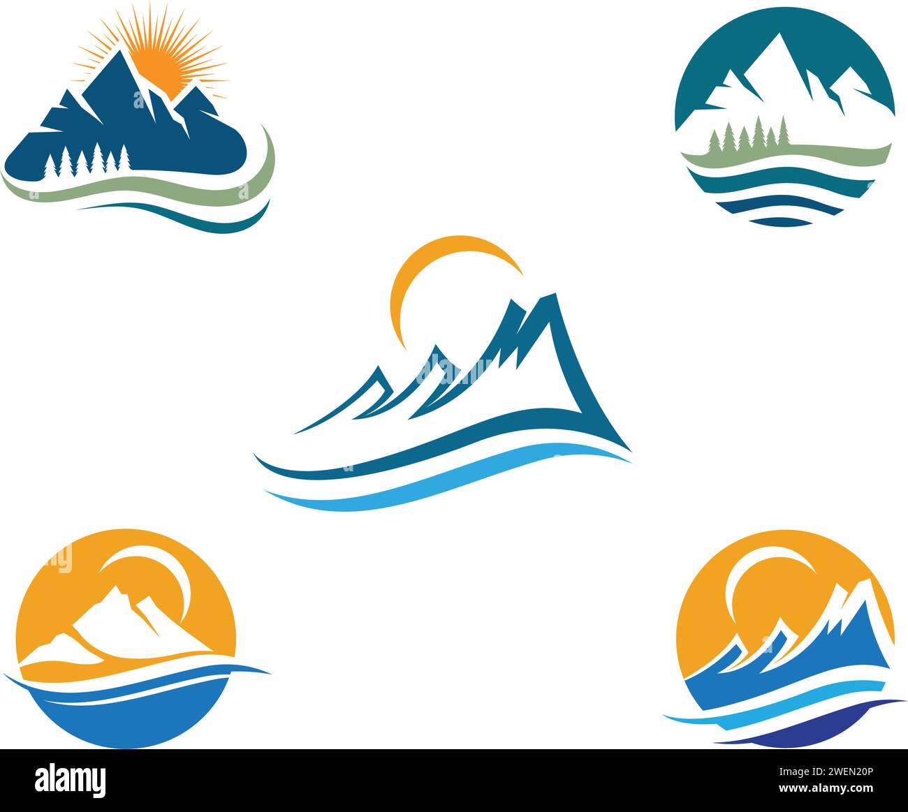 Logo Icône haute montagne Business Template Vector Illustration de Vecteur
