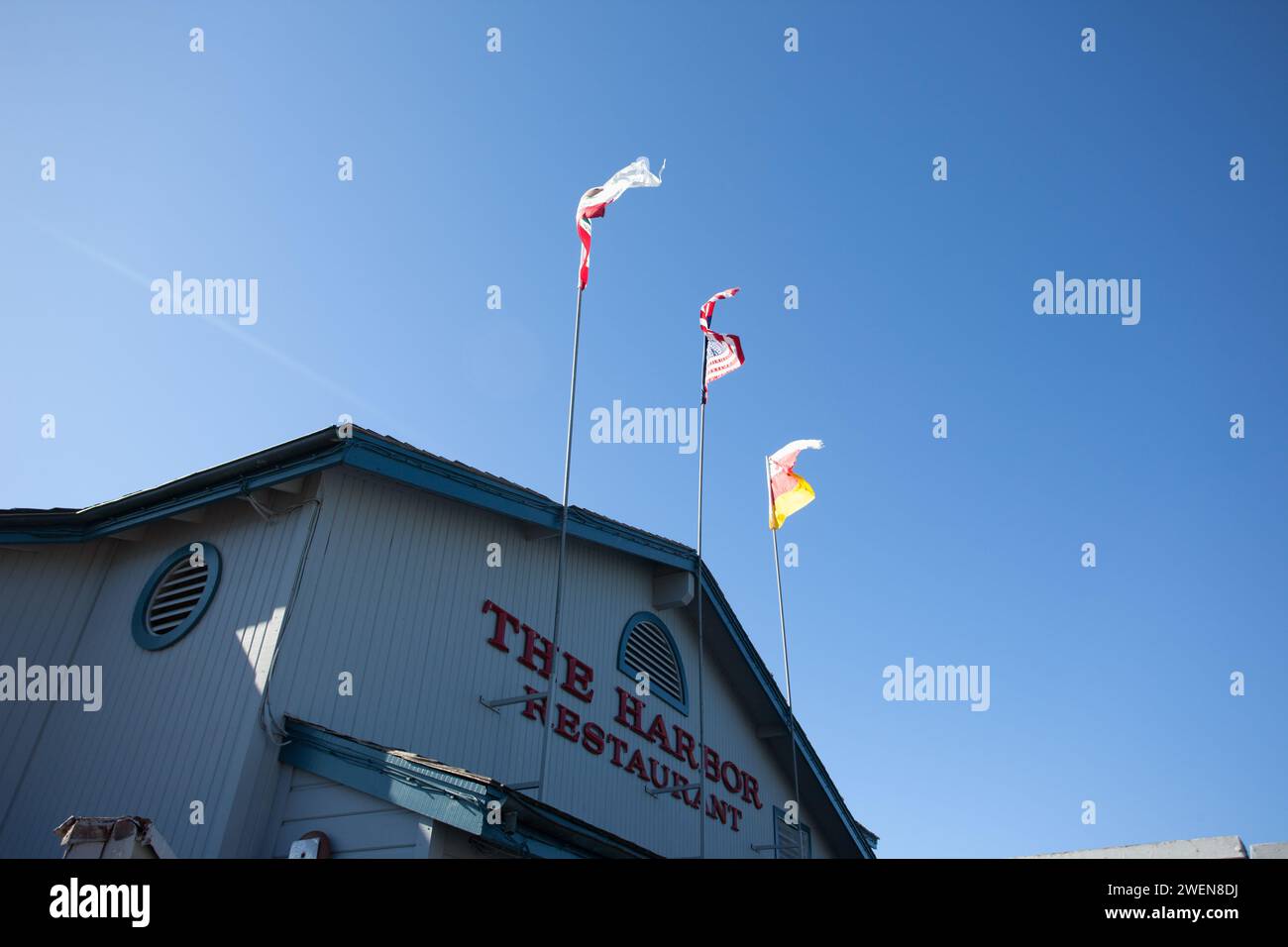 Scènes et objets le long de la jetée de Santa Monica, Californie Banque D'Images