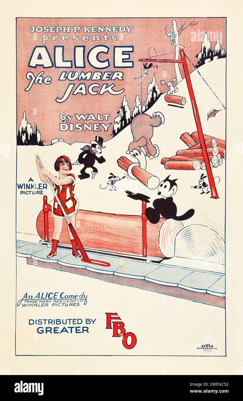 Alice le Lumberjack (Greater FBO, 1926) an Alice Comedy - affiche de film. Créé par Walt Disney (avant Mickey Mouse) - affiche comique vintage. Banque D'Images