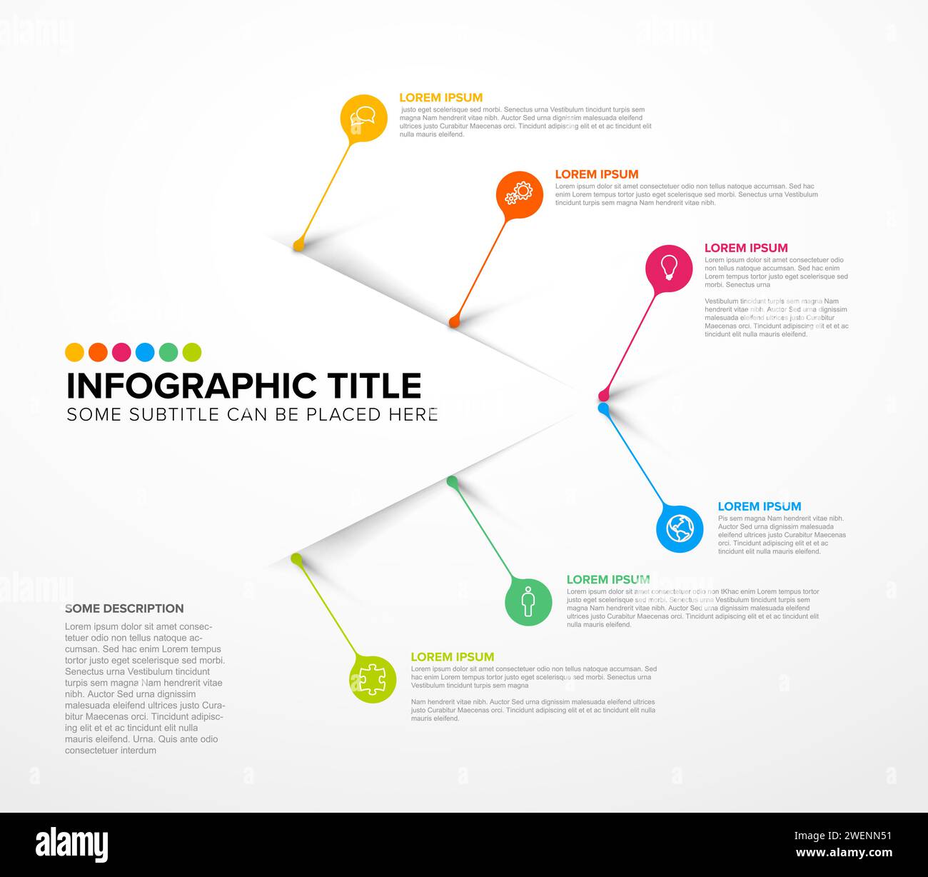 Un modèle infographique vif et élégant avec des éléments colorés avec du texte fictif. Cette conception est bien adaptée à la présentation de données et informati Illustration de Vecteur