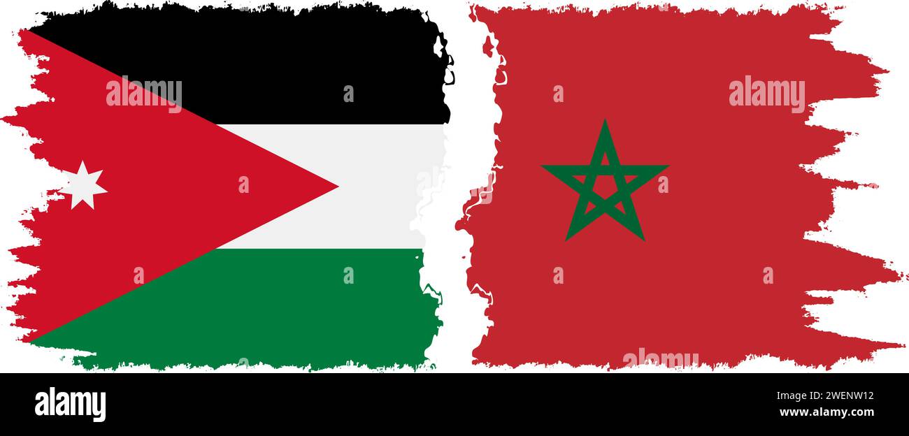 Maroc et Jordanie grunge drapeaux connexion, vecteur Illustration de Vecteur