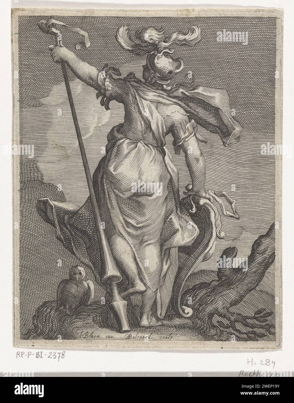 Minerve avec armure et uil, Boetius Adamsz. Bolswert, d'après Abraham Bloemaert, 1610 - 1614 gravure sur papier (histoire de) Minerve (Pallas, Athéna). Attributs de Minerva : owl Banque D'Images