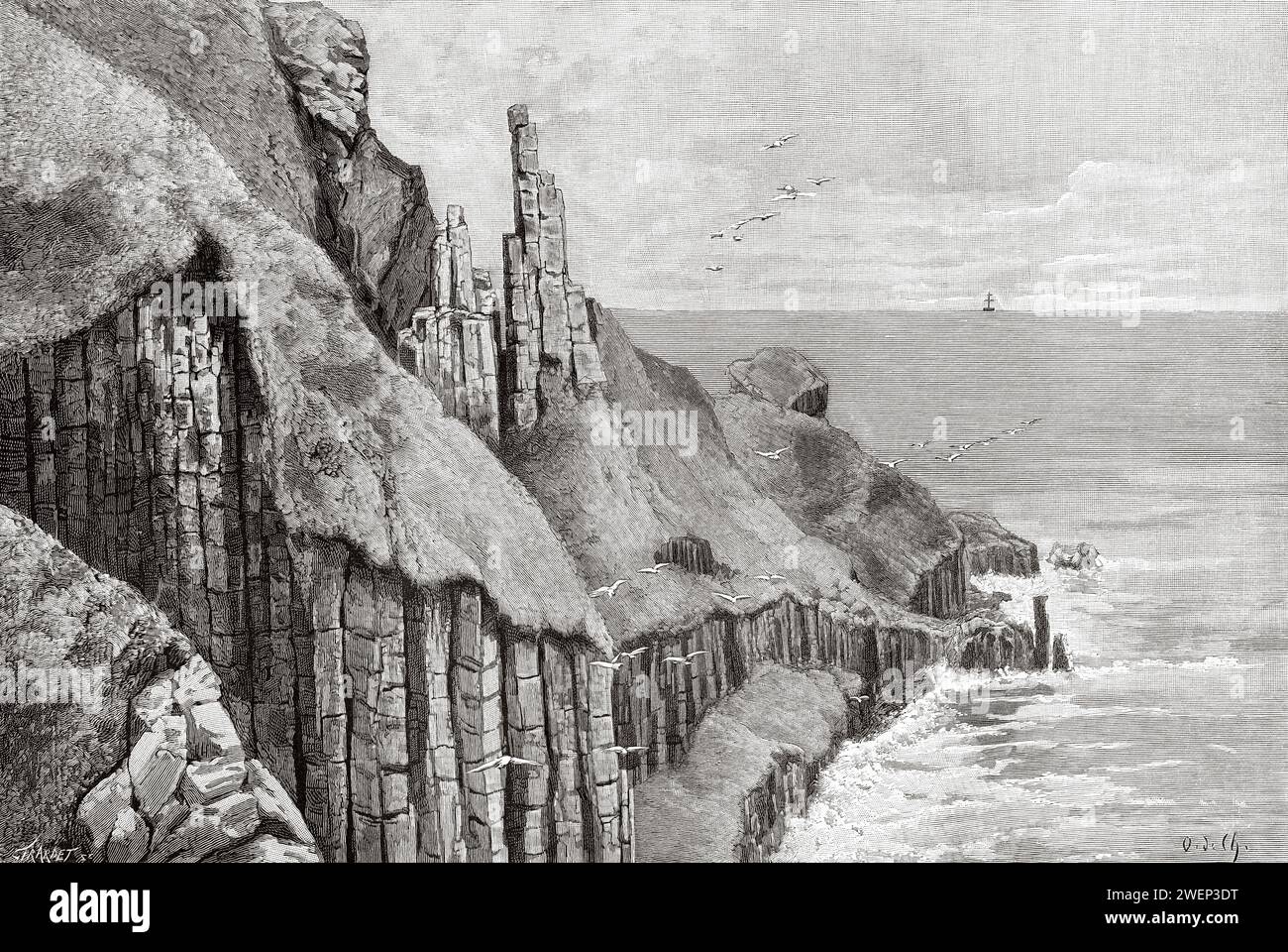 Giants Causeway, comté d'Antrim, République d'Irlande. Trois mois en Irlande par Mlle Marie Anne de Bovet (1855 - 1935) Limerick et la Côte de Clare 1889 Banque D'Images