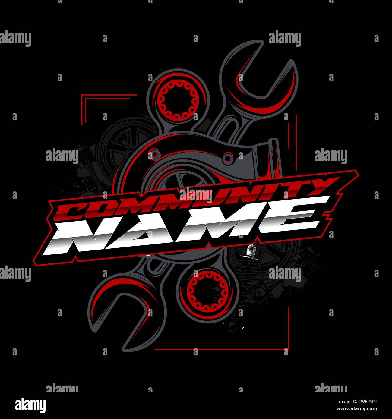 Design de T-shirt Motorcycle Workshop Community Illustration de Vecteur