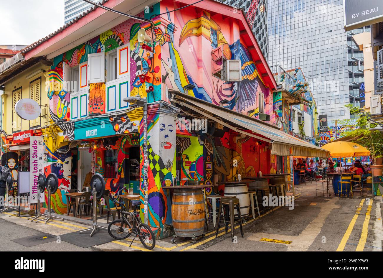 The French American Bakery à Haji Lane, Singapour Banque D'Images