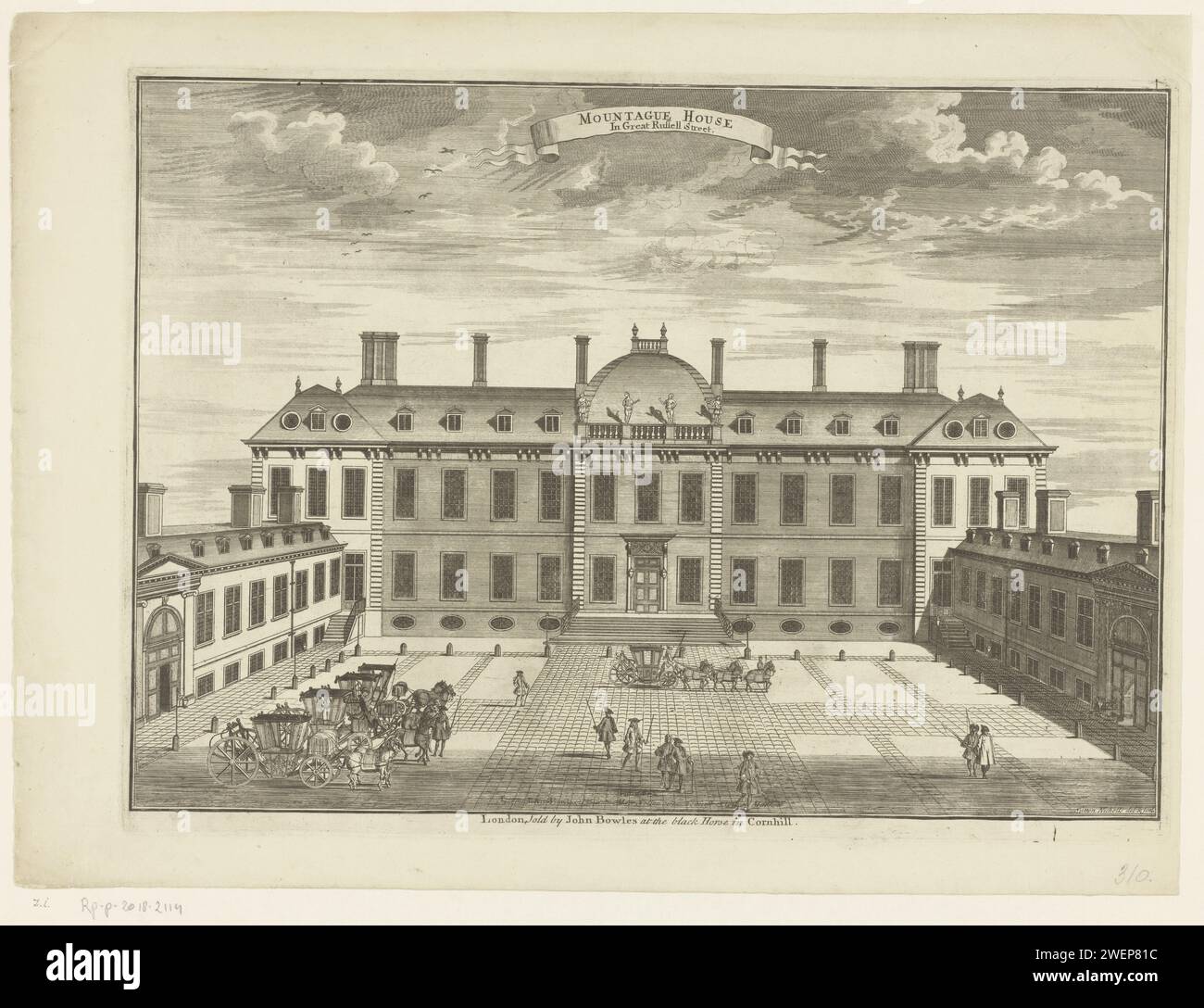 Vue de Montagu House, à Londres, Sutton Nicholls, 1733 - 1766 impression papier gravure façade (de maison ou de bâtiment) Londres Banque D'Images