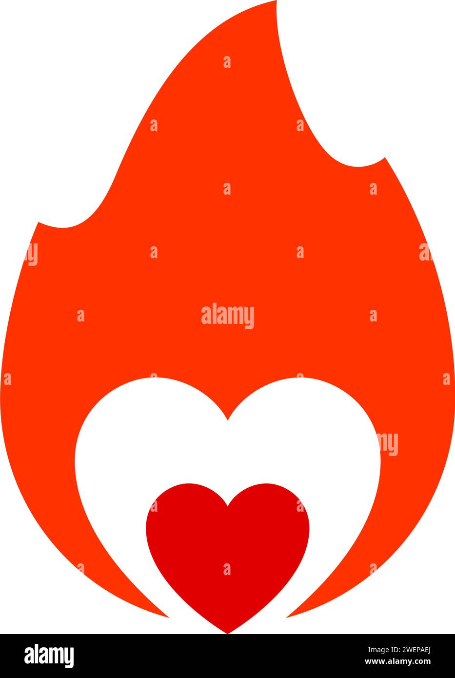 Flamme de feu, symbole de coeur chaud, illustration vectorielle. Illustration de Vecteur