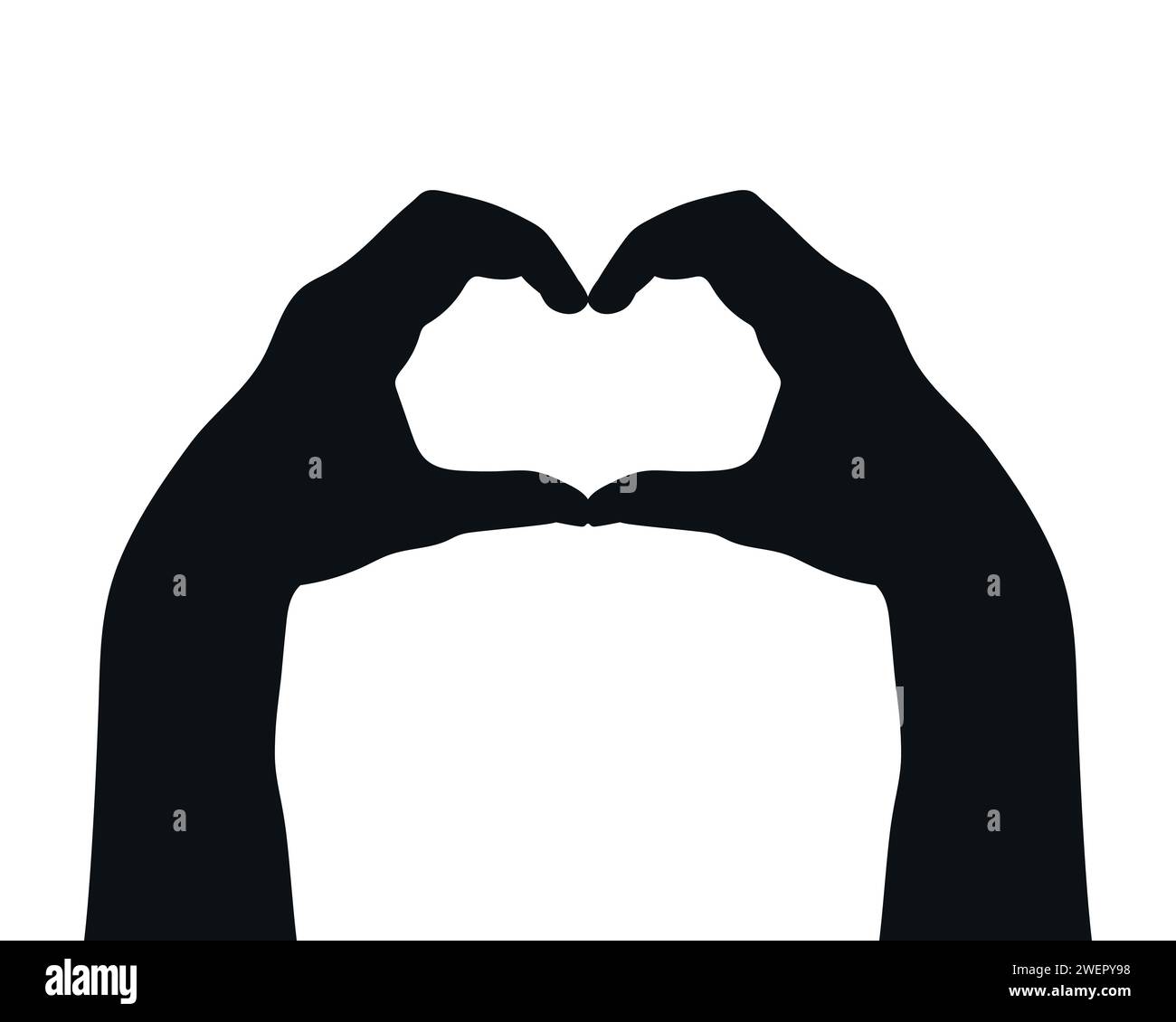 Mains dessinées à la main faisant silhouette de coeur. Mains faisant un geste de coeur. Illustration vectorielle Illustration de Vecteur