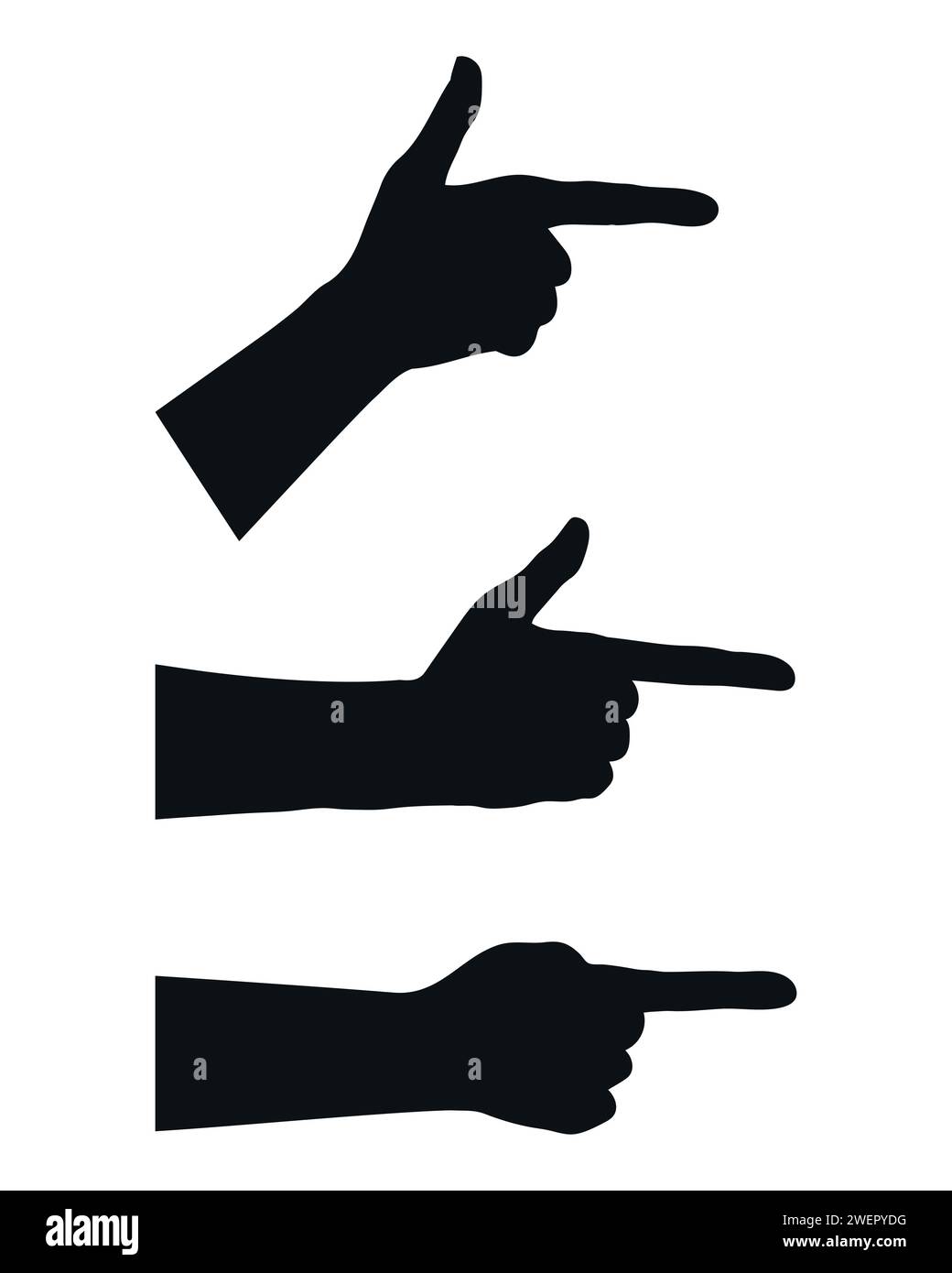 Jeu de mains avec silhouettes d'index. Doigt pointant la main. Illustration vectorielle Illustration de Vecteur