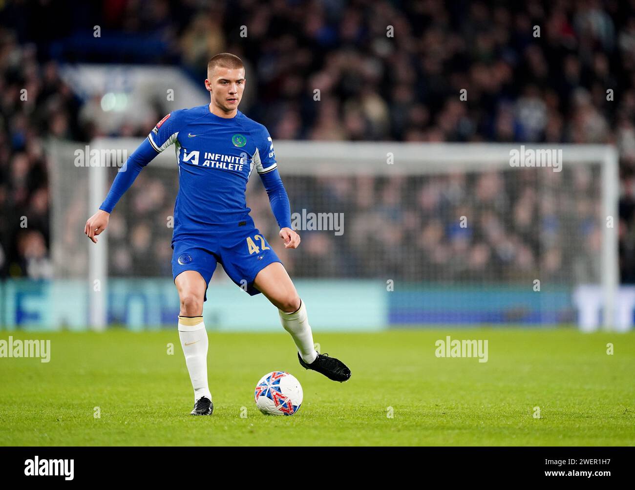 Alfie Gilchrist de Chelsea lors du quatrième tour de la coupe Emirates FA Cup à Stamford Bridge, Londres. Date de la photo : Vendredi 26 janvier 2024. Banque D'Images