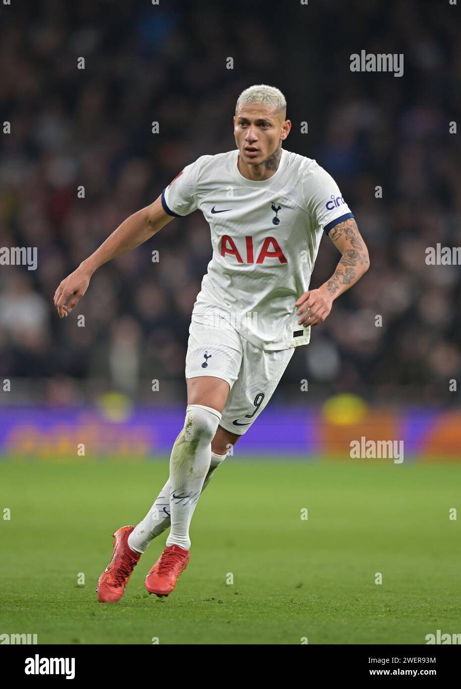 Londres, Royaume-Uni. 26 janvier 2024. Richarlison de Tottenham Hotspur lors de la 4e ronde Spurs vs Manchester City FA Cup au Tottenham Hotspur Stadium de Londres. Cette image est réservée À UN USAGE ÉDITORIAL. Licence requise de The football DataCo pour toute autre utilisation. Crédit : MARTIN DALTON/Alamy Live News Banque D'Images