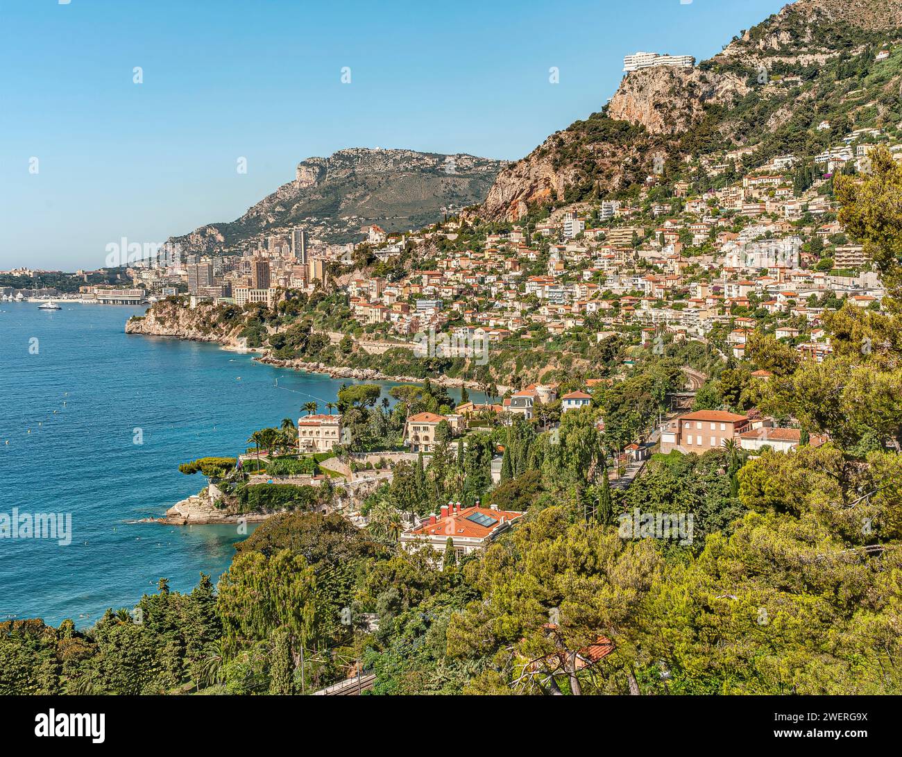 Vue panoramique le long de la côte près de Monaco Banque D'Images