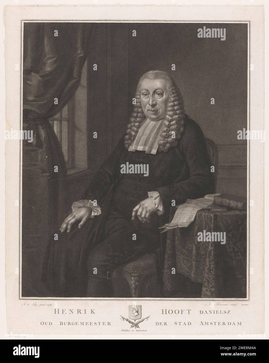 Portrait de Hendrik Danielsz. Hooft, maire d'Amsterdam, Nicolo Schiavonetti, d'après Adriaan de Lelie, 1792 - 1813 papier gravé des personnages historiques. maire, bourgmestre Banque D'Images