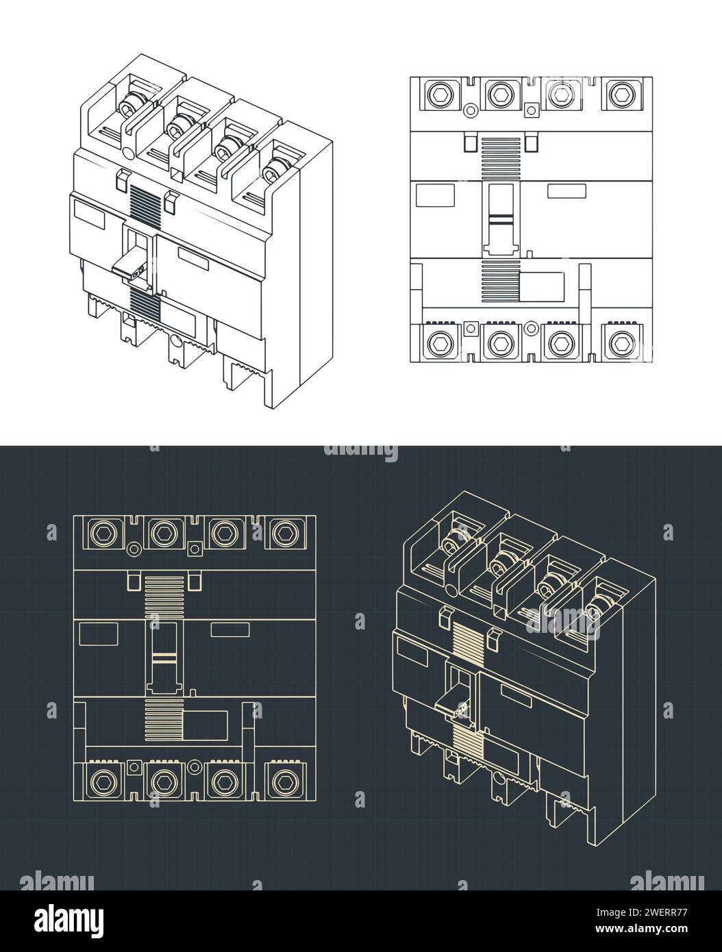 Illustrations vectorielles stylisées des plans d'un disjoncteur Illustration de Vecteur