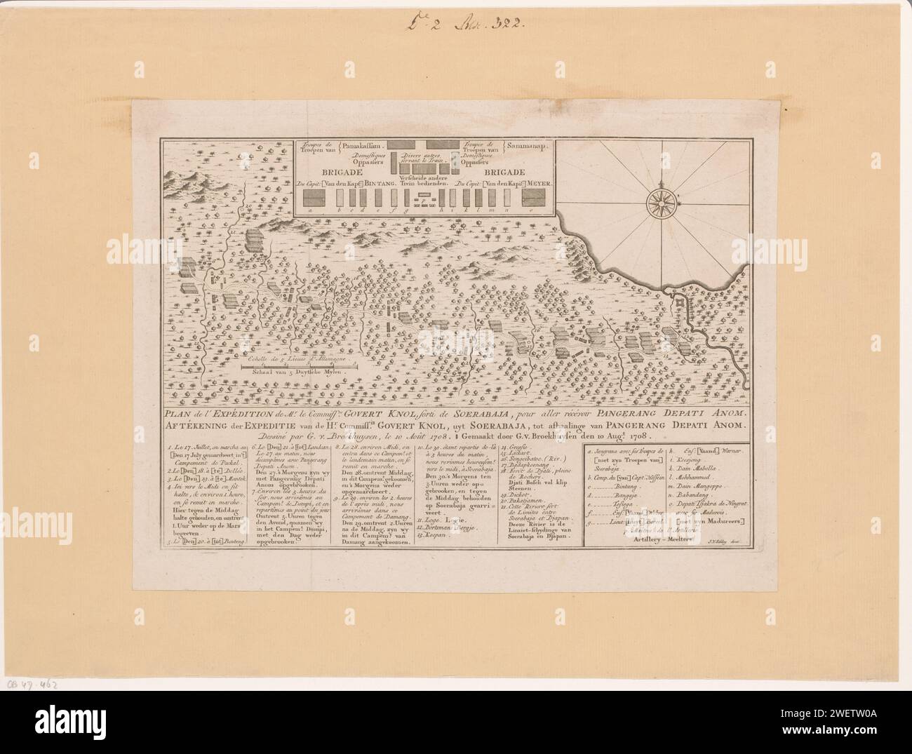 Carte de l'expédition de Govert Knol pour ramasser Pangerang Depati ...