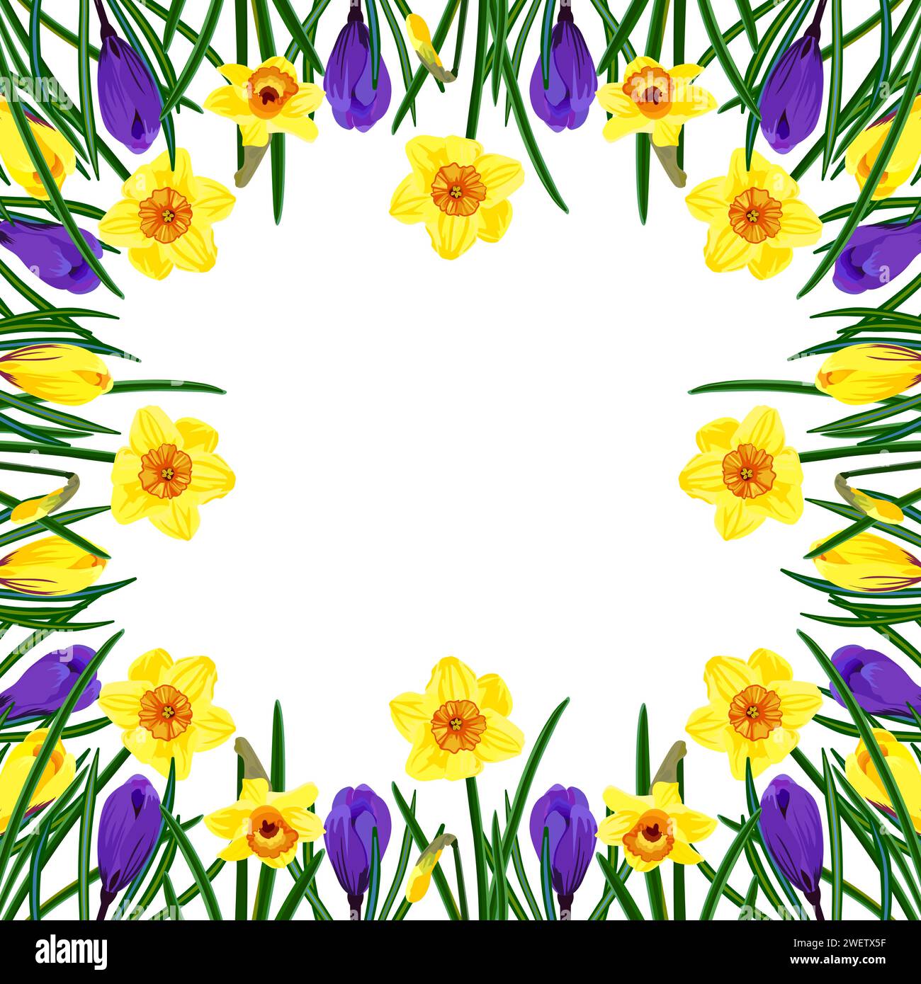 Cadre vide carré floral de printemps. Illustration de Vecteur