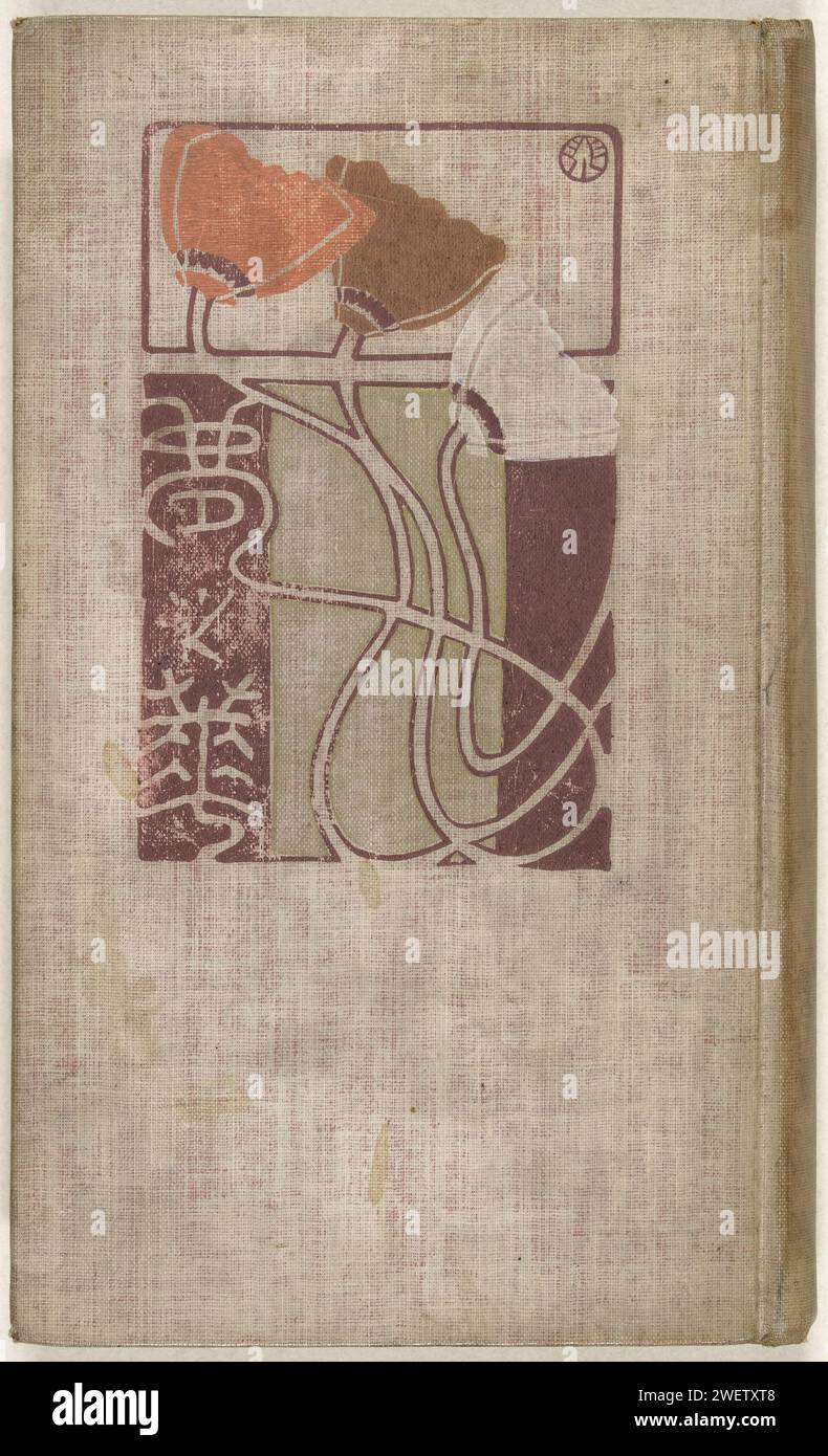 Flower Van Dreams, 1906 livre Collection de poèmes ; couverture rigide blanc-rose avec image de coquelicots ; couverture et bractée, rayures roses avec motif de fleurs, feuilles et trois papillons stylisés ; 166 magazines, numérotés : une page, page de titre ; deux feuilles, règles de texte ; 1-155, poèmes, avec insertion de quatre estampes non numérotées ; trois feuilles avec titres de livre ; une page, colophon ; une page, points de vente de livre; deux magazines, publications de l'éditeur Bunendo. impression typographique papier / gravure sur bois couleur Banque D'Images