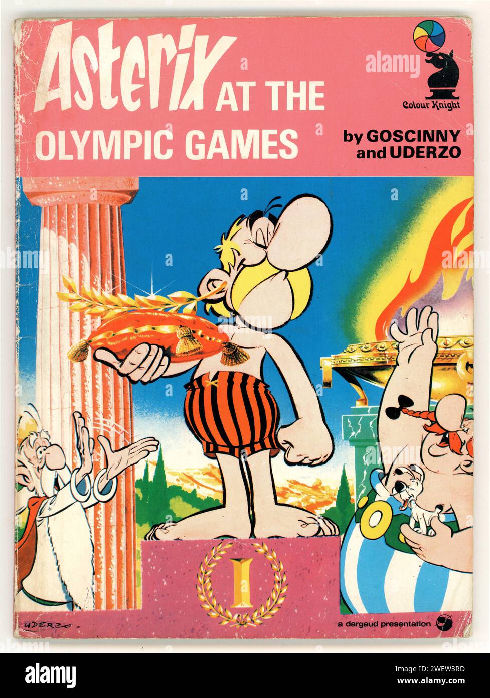 Original Astérix aux Jeux Olympiques, livre de poche de Goscinny et Uderzo 1972 Banque D'Images