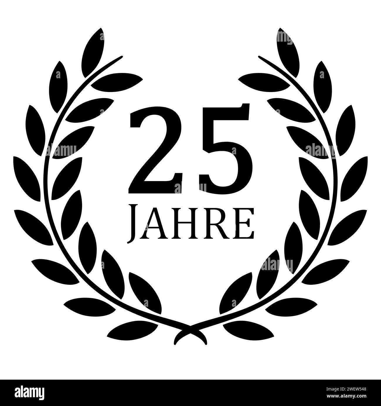 fichier vectoriel eps avec couronne de laurier noire sur fond blanc pour succès ou jubilé ferme avec texte 25 ans (texte allemand) Illustration de Vecteur