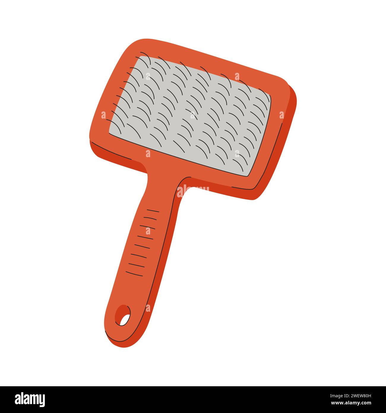 Brosse trancheuse pour chiens et chats. Outil de toilettage. Article de soin pour animaux de compagnie. Une illustration vectorielle plate isolée sur un fond blanc Illustration de Vecteur