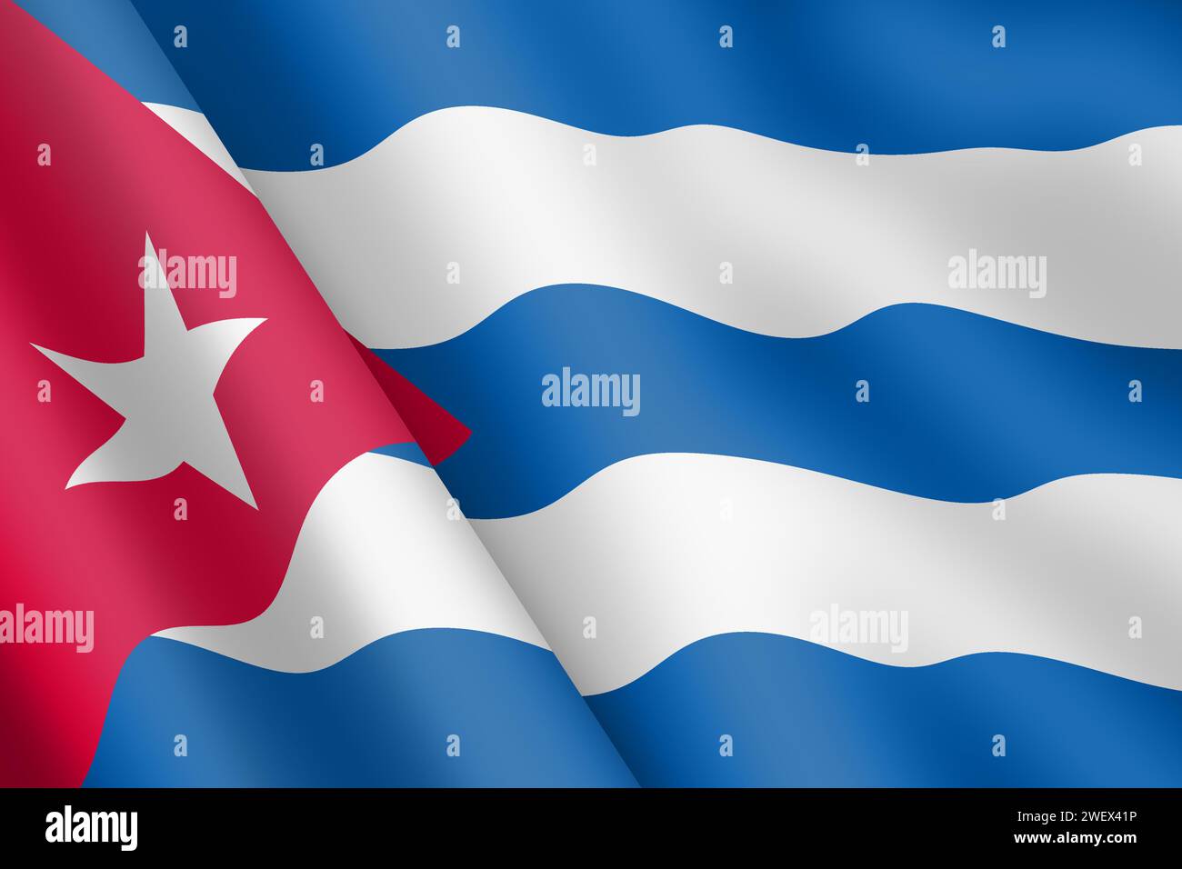 Cuba agitant drapeau 3d illustration ondulation du vent Banque D'Images