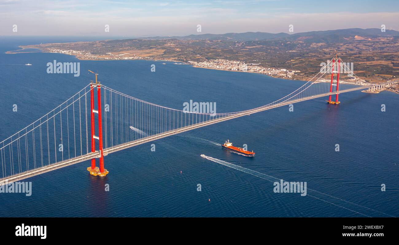 Nouveau pont reliant deux continents 1915 pont canakkale (pont dardanelles), Canakkale, Turquie Banque D'Images