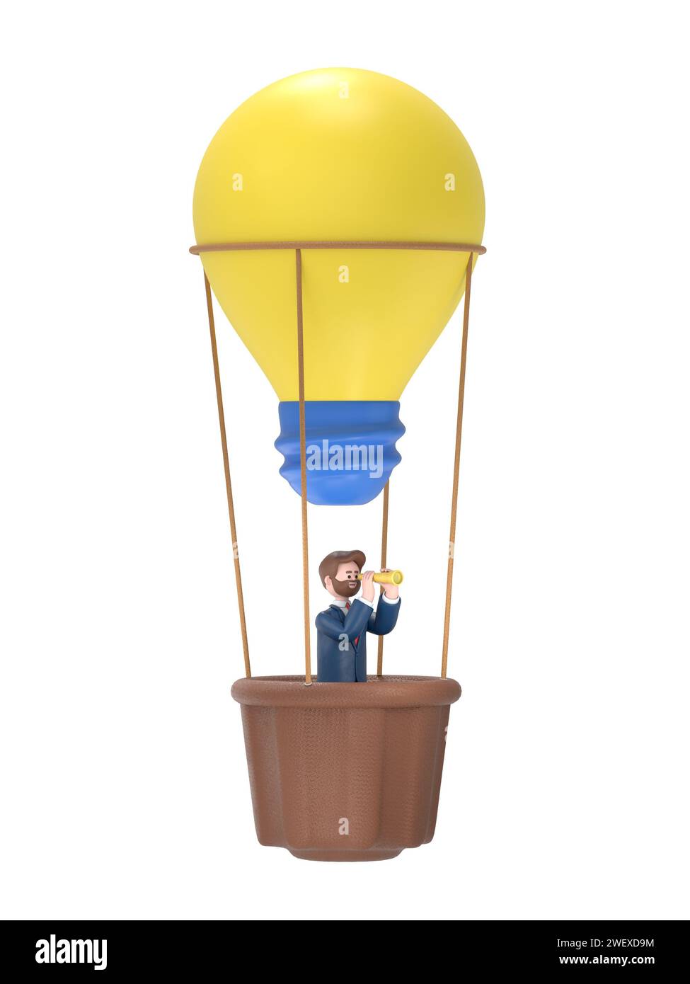 Concept de prévision de l'avenir de l'entreprise basé sur une idée de style art linéaire. Business vision.3D illustration de la lampe de ballon volant d'homme d'affaires. Banque D'Images Concept de prévision de l'avenir de l'entreprise basé sur une idée de style art linéaire. Business vision.3D illustration de la lampe de ballon volant d'homme d'affaires. Banque D'Images