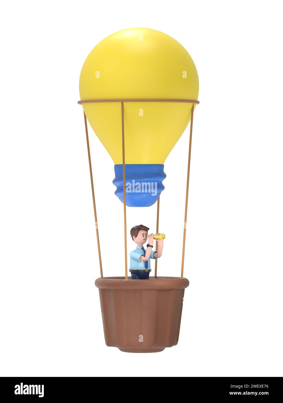 Concept de prévision de l'avenir de l'entreprise basé sur une idée de style art linéaire. Business vision.3D illustration de la lampe de ballon volant d'homme d'affaires. Banque D'Images Concept de prévision de l'avenir de l'entreprise basé sur une idée de style art linéaire. Business vision.3D illustration de la lampe de ballon volant d'homme d'affaires. Banque D'Images