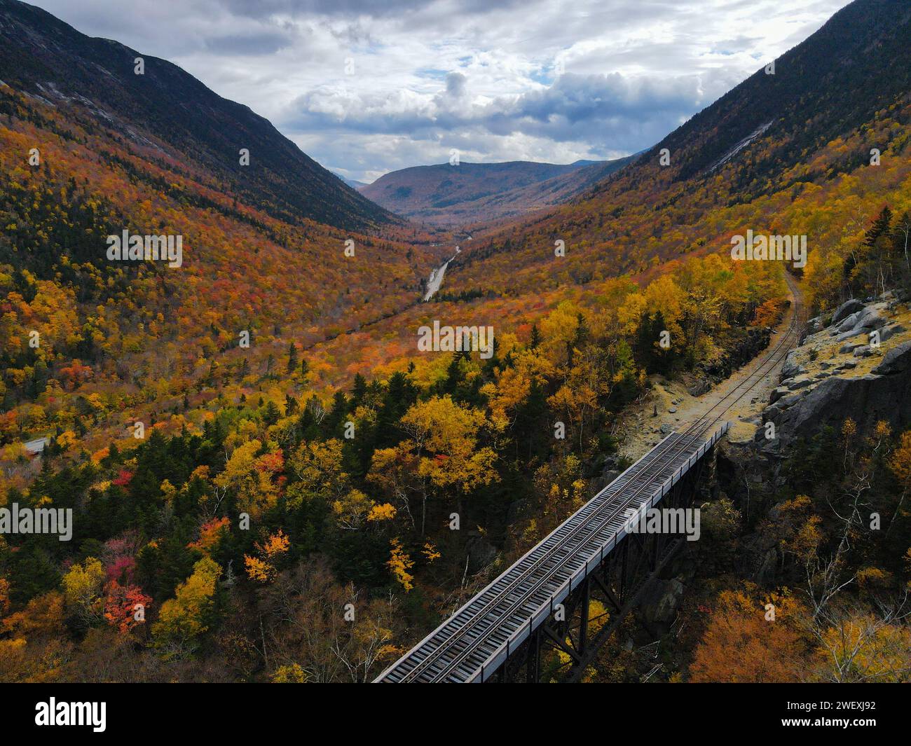 Vue du chemin de fer d'en haut - Mt Willard, New Hampshire Banque D'Images