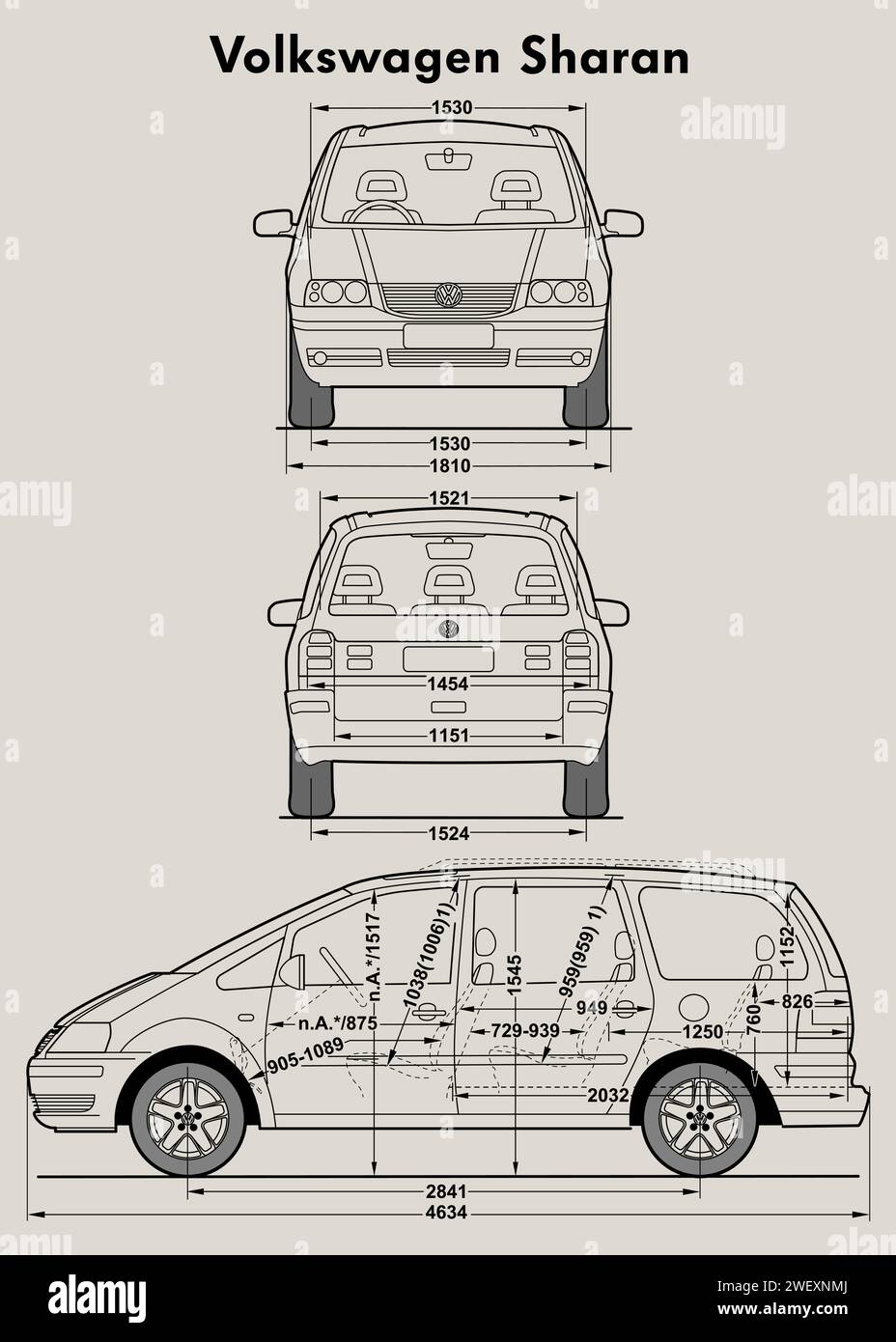 Modèle de voiture VW Sharan 2002 Illustration de Vecteur
