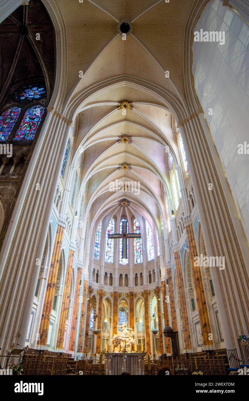 Cathédrale notre-Dame de Chartres, France, intérieur, monument de style gothique, construit entre 1194 et 1220, l'un des plus beaux et historica Banque D'Images