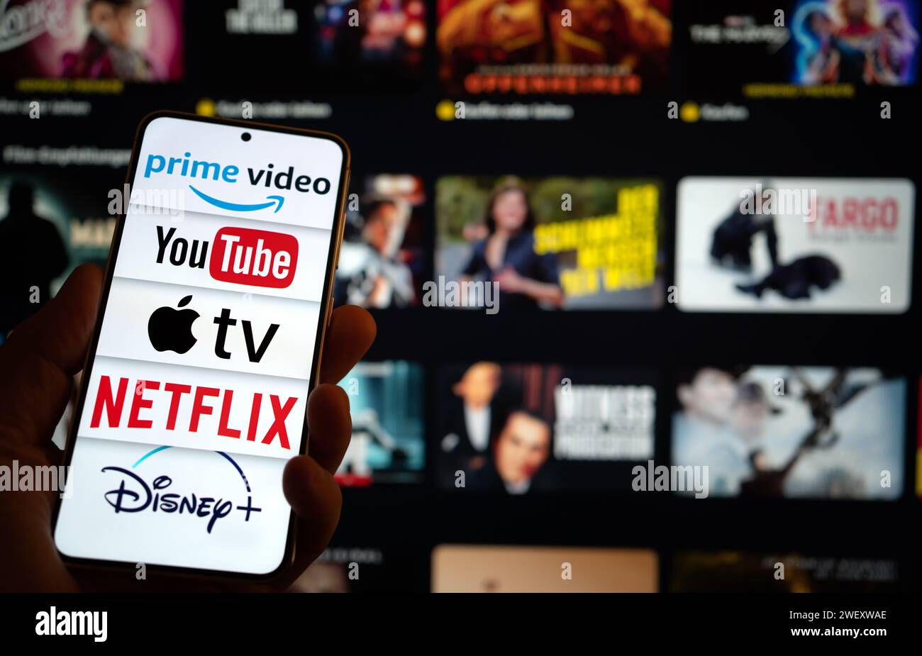Services de streaming comme Netflix, Amazon Prime, Disney et Apple Banque D'Images