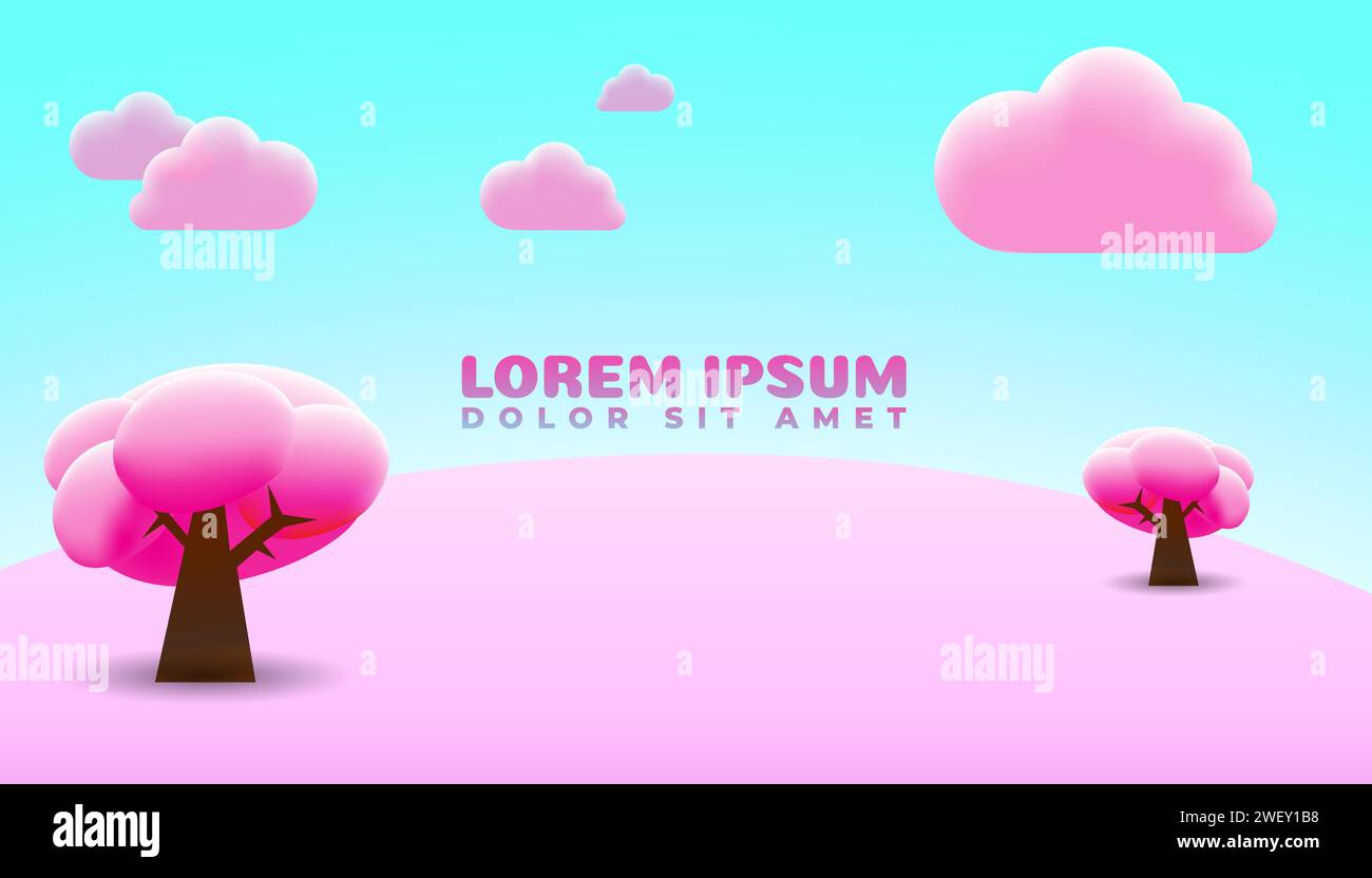 Illustration de dessin animé 3D de terre mignonne de bonbons de coton. Conception d'arrière-plan dans le fichier vectoriel eps Illustration de Vecteur