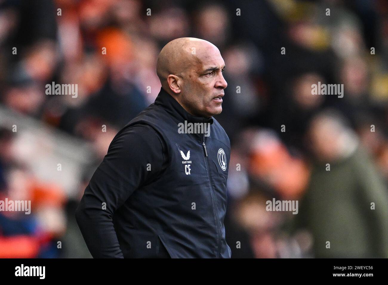 Curtis Fleming entraîneur-chef par intérim de Charlton Athletic lors du match de Sky Bet League 1 Blackpool vs Charlton Athletic à Bloomfield Road, Blackpool, Royaume-Uni, le 27 janvier 2024 (photo de Craig Thomas/News Images) Banque D'Images