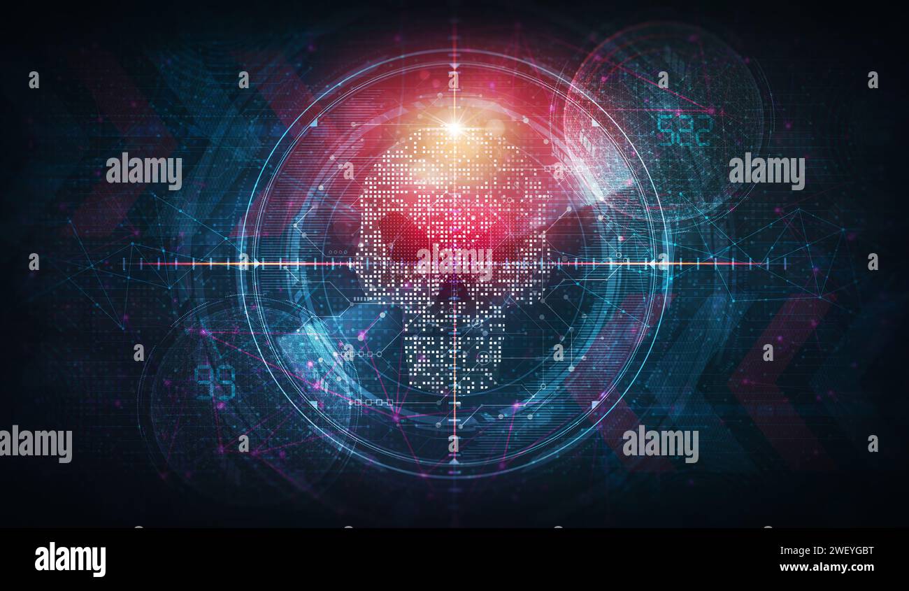 Managed Threat Hunting - Service de cybersécurité proactive qui neutralise les menaces au sein d'un réseau numérique - Illustration conceptuelle Banque D'Images