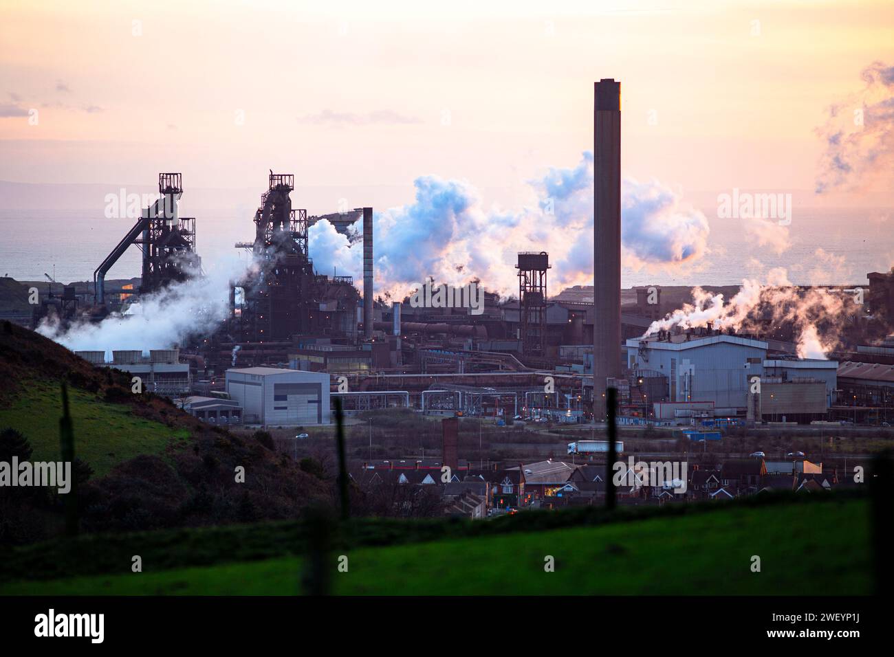 Tata Steel, Port Talbot aciérie, Port Talbot, pays de Galles, Royaume-Uni. Banque D'Images