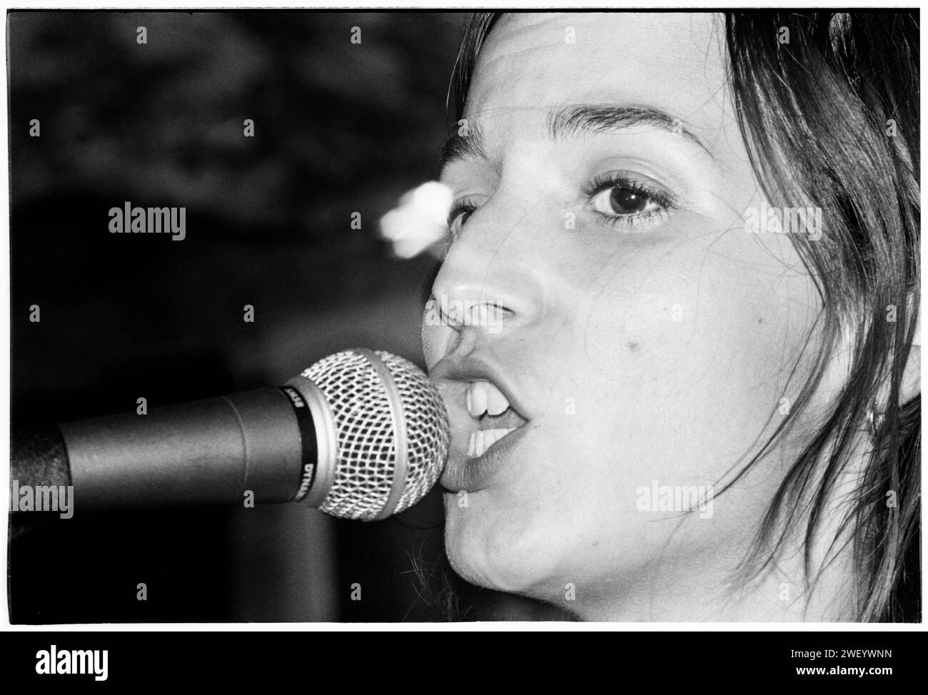 VELOCITY GIRL, CONCERT, 1994 : Sarah Shannon chanteuse du groupe indépendant américain Velocity Girl photographiée à Newport TJS le 28 août 1994. Photo : Rob Watkins. INFO : Velocity Girl, un groupe américain indie pop et shoegaze des années 90, a apporté un son mélodique et rêveur. Des albums comme « Copacetic » ont présenté leur mélange de jangle-pop et de noise-pop, contribuant aux scènes de musique indie et alternative de leur époque. Banque D'Images