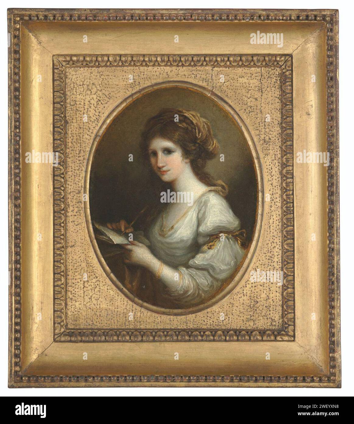 Angelica kauffmann ra portrait d'une dame mi-longueur dans une robe blanche d6352462085023) (1). Banque D'Images