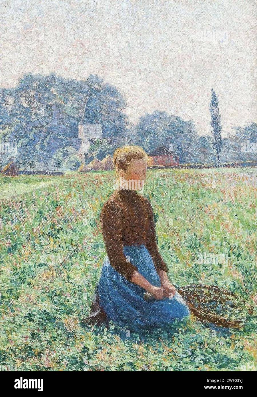 Anna-de-Weert-Girl-in-a-Cloverfield-1890. Banque D'Images