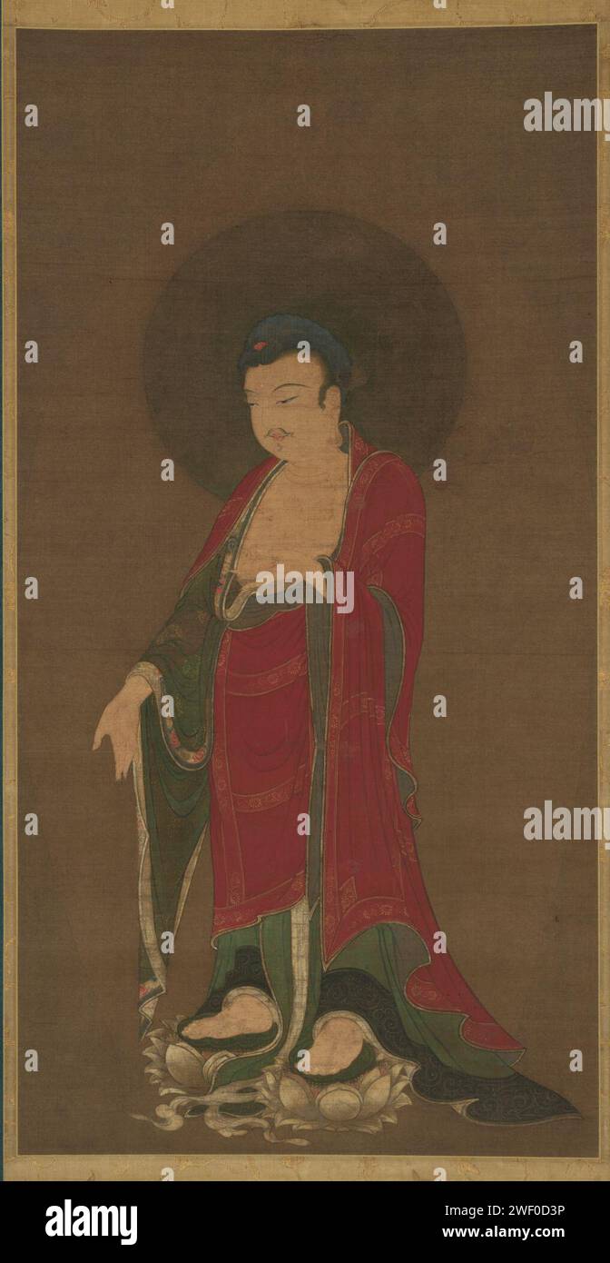 Anonyme - Bouddha Amitabha descendant de sa Terre Pure Banque D'Images