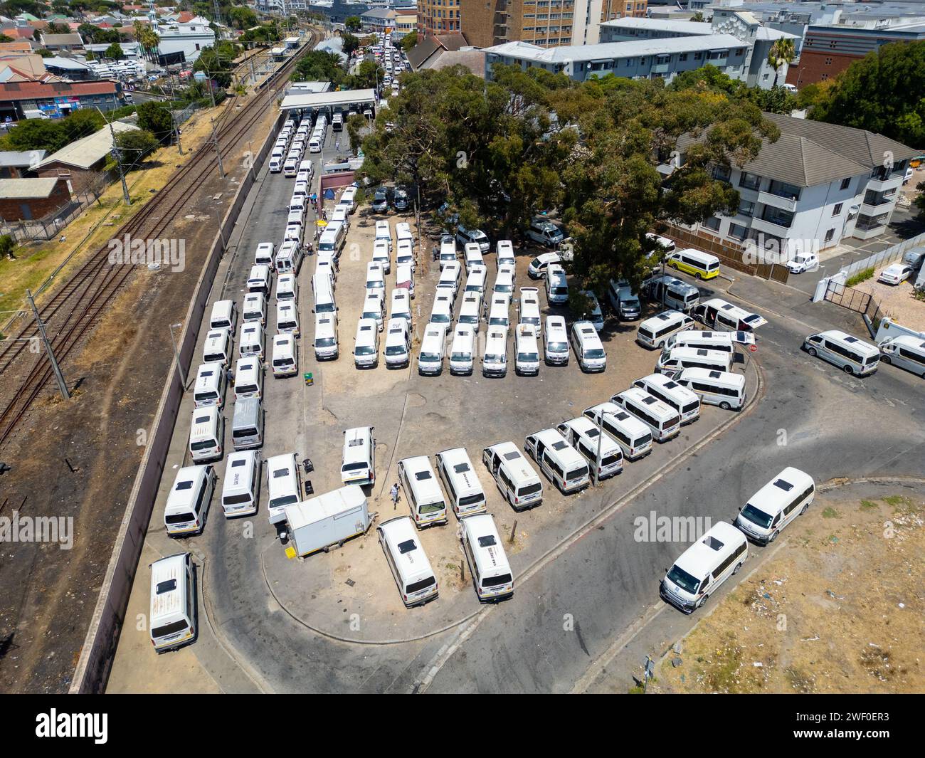 Minibus taxi Depot, Wynberg, le Cap, Afrique du Sud 7708 Banque D'Images