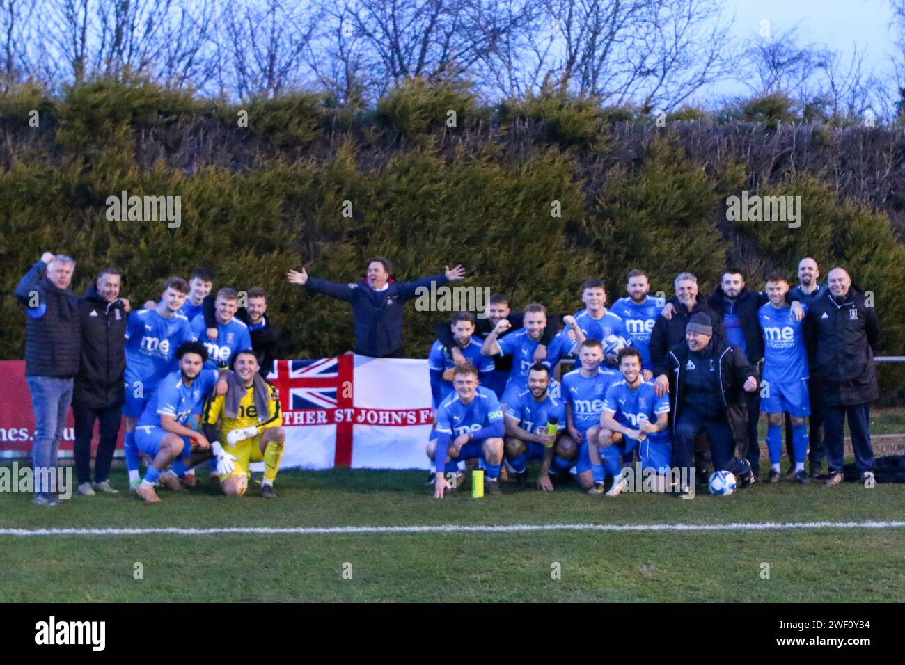 Heather, Leicestershire, Royaume Uni, 27 janvier 2024 : l'équipe de football de Heather St John's qui venait de battre Chelmsley Town 5-0 dans la Midlands football League Division 1 le 27 janvier 2024 Credit : Clive Stapleton/Alamy Live News Banque D'Images