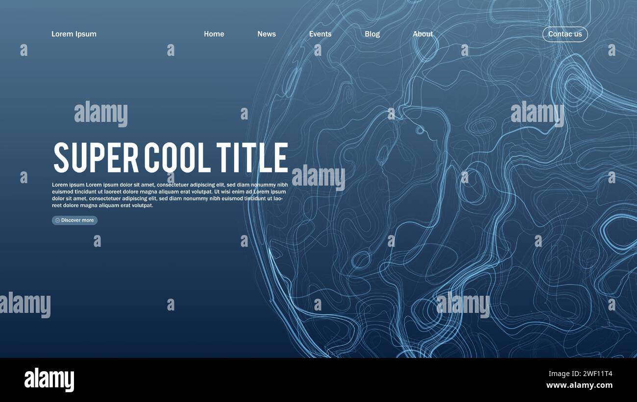 Page d'arrivée conception abstraite avec élément sphérique. Modèle pour site Web ou application. Illustration de Vecteur