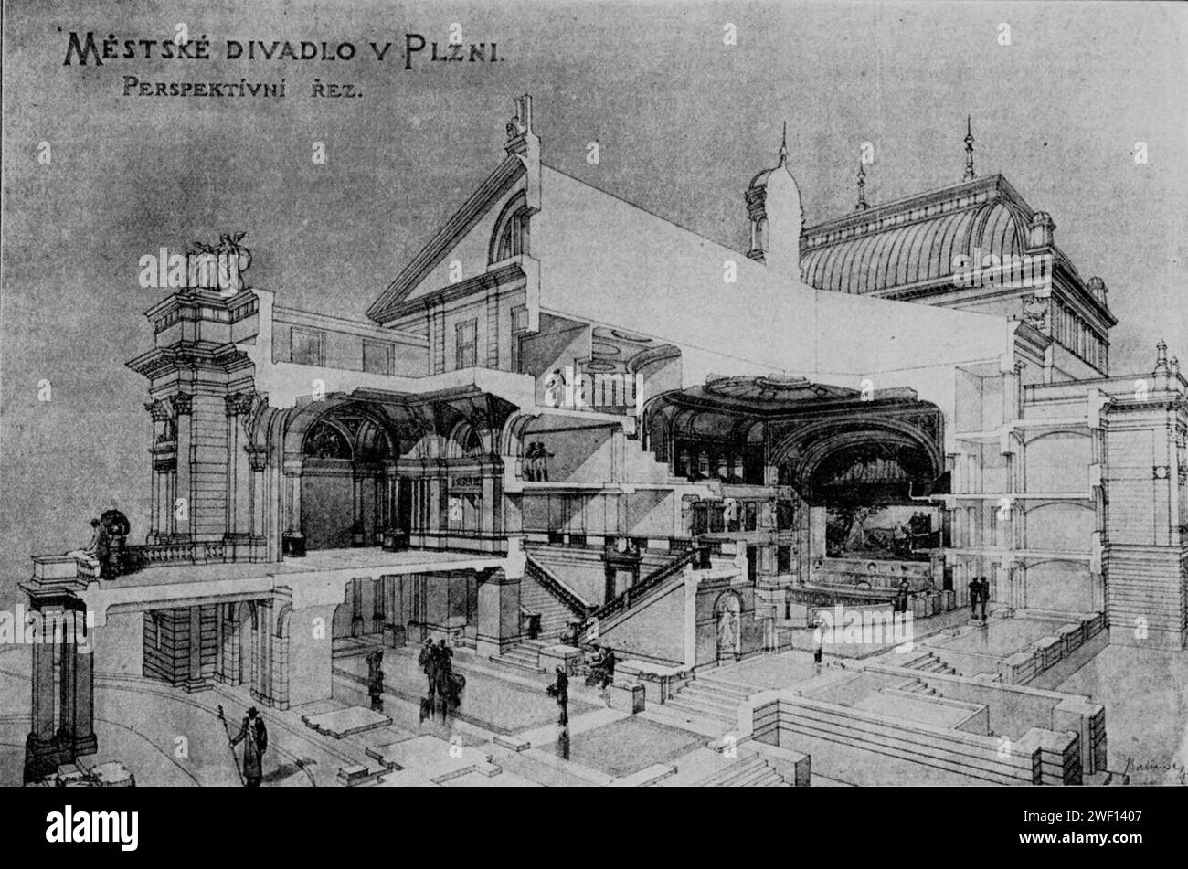 Antonín Balšánek divadlo Plzeň 1896. Banque D'Images